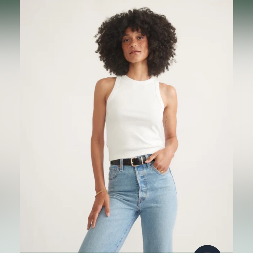 MARINE LAYER Lexi Rib Sun-In High Neck Crop Tank - Color White - XL